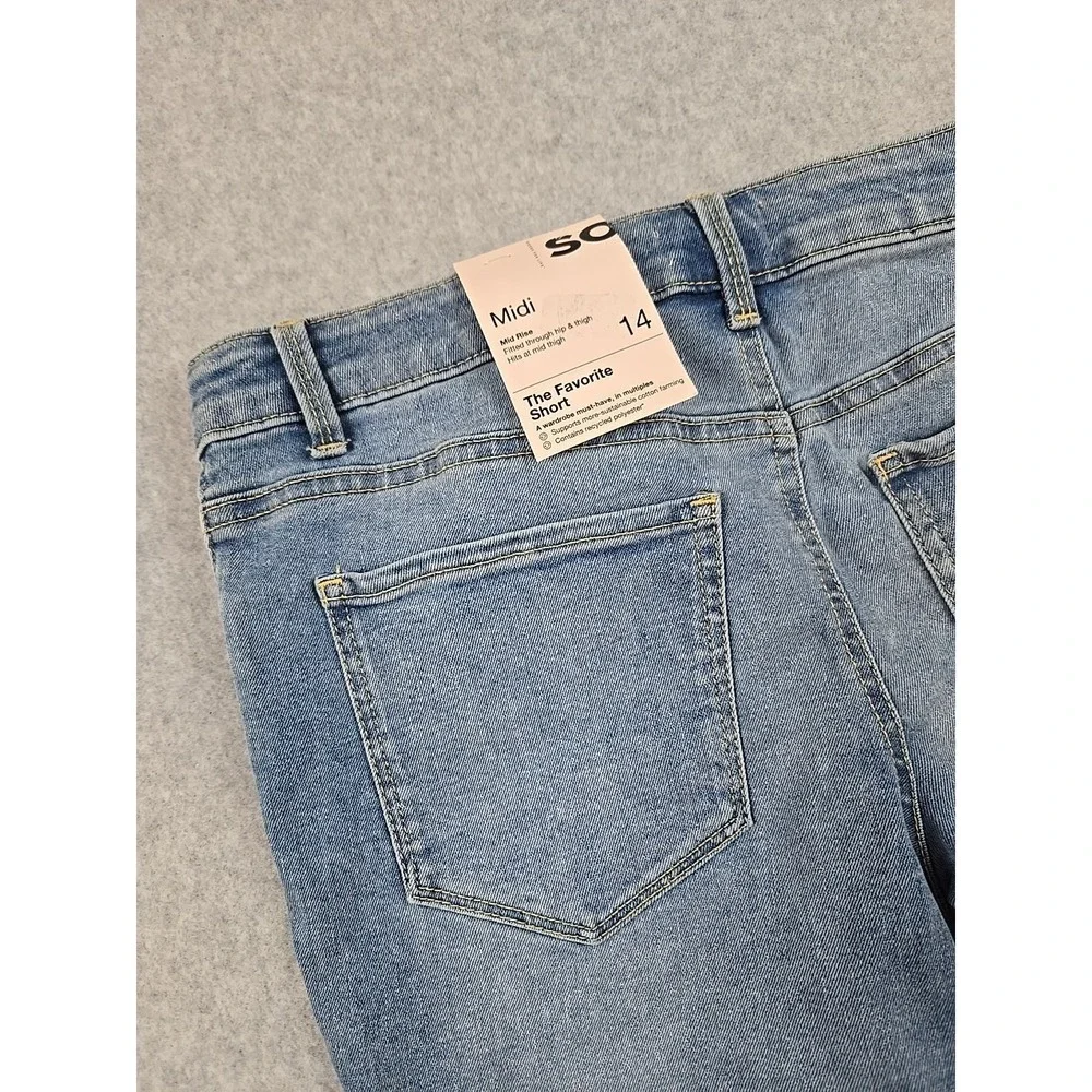 SO Jean Shorts Girls Size 14 Cut Off Mid Rise Denim Flower Midi Jeans NWT